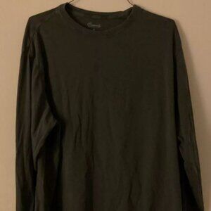 Roundtree & Yorke Casuals Mens Long Sleeve Crew Shirt Dark Green 100% Cotton